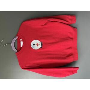 Red Sweatshirt with Snowman Embroidery